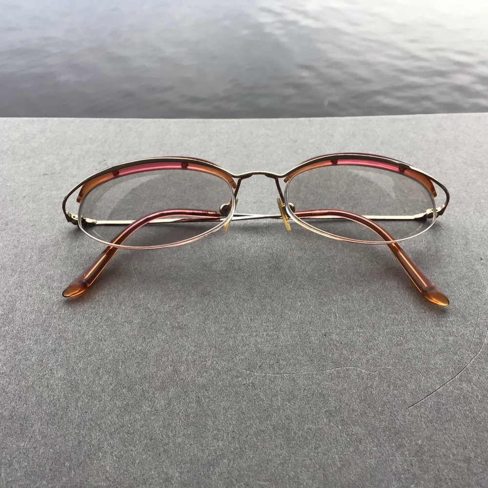Kenmark ADA Eyeglasses Womens Peach and Orange Translucent Half Rim Frame